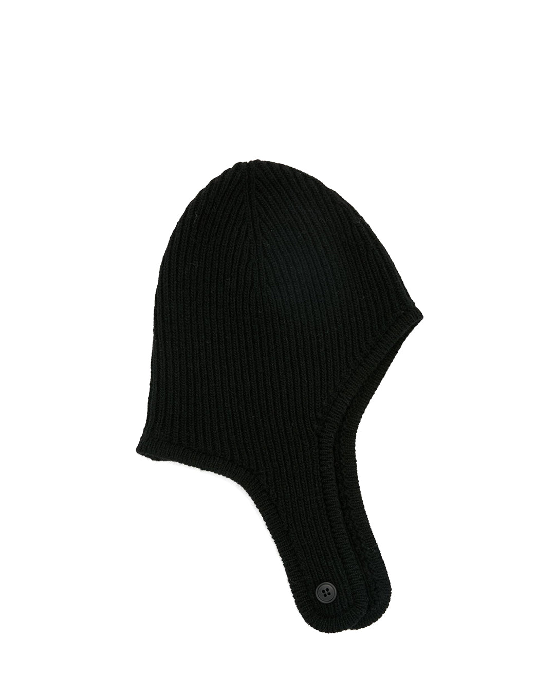 Black Rib Wool Beanie
