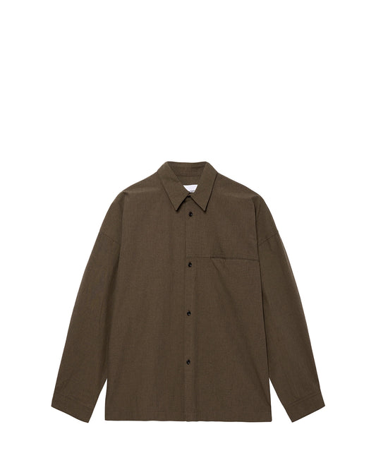 Brown Houndstooth Cotton Pocket Parka Shirt