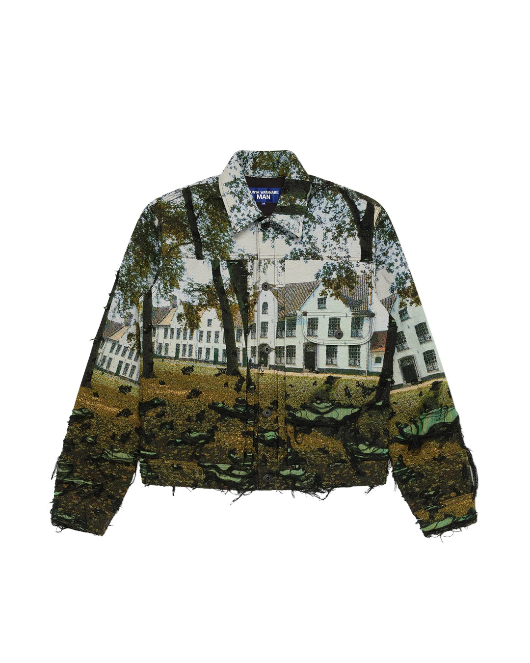 Green/Black/Light Blue Polyester Cotton Gobelin Weave Jacket