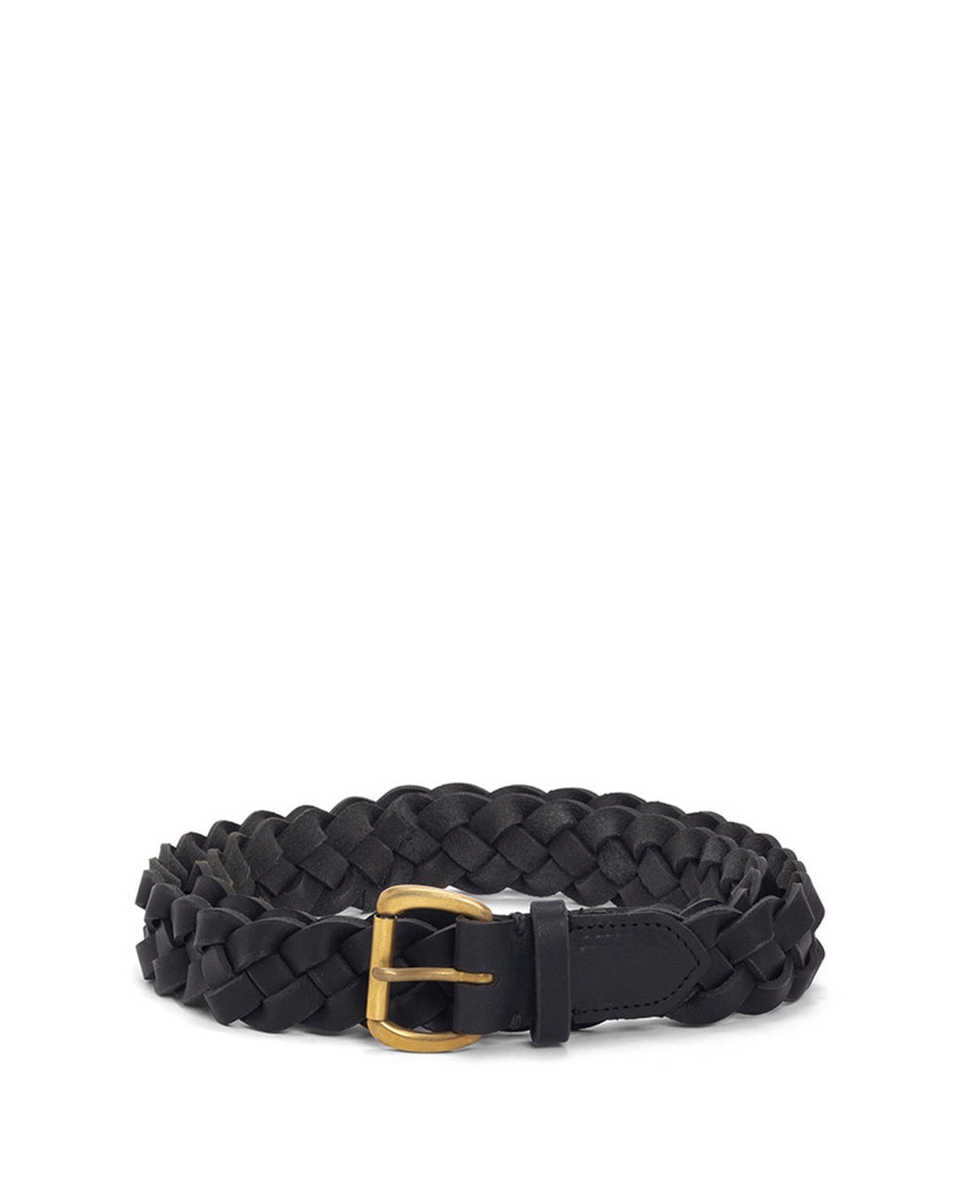 Black Leather Braided 30MM Belt