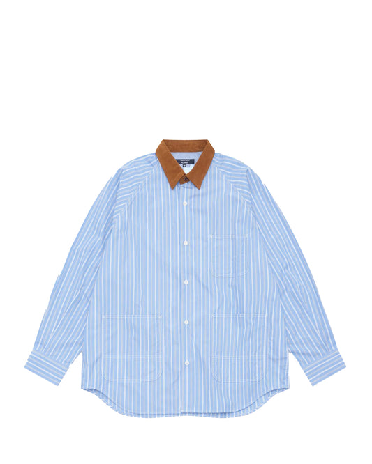 Sax/White/Navy Cotton Poplin Stripe Shirt