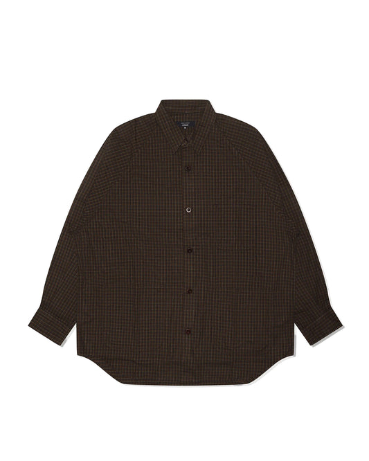 Navy/Brown/Khaki Cotton Flannel Check Shirt