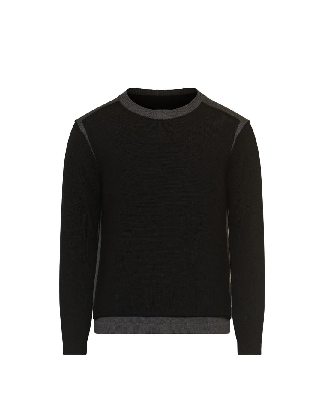 Black/Dark Grey Wool Crewneck Knit