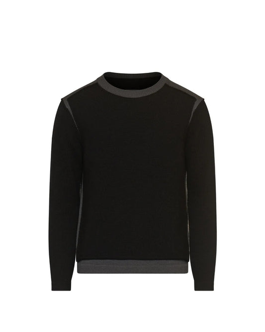 Black/Dark Grey Wool Crewneck Knit