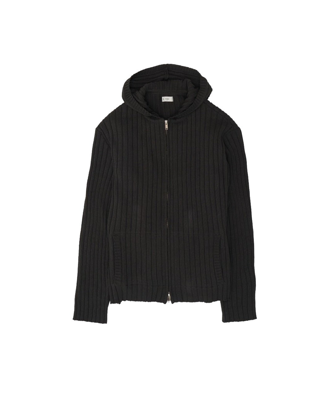 Charcoal Cotton Wide Rib Zip Up Hoodie