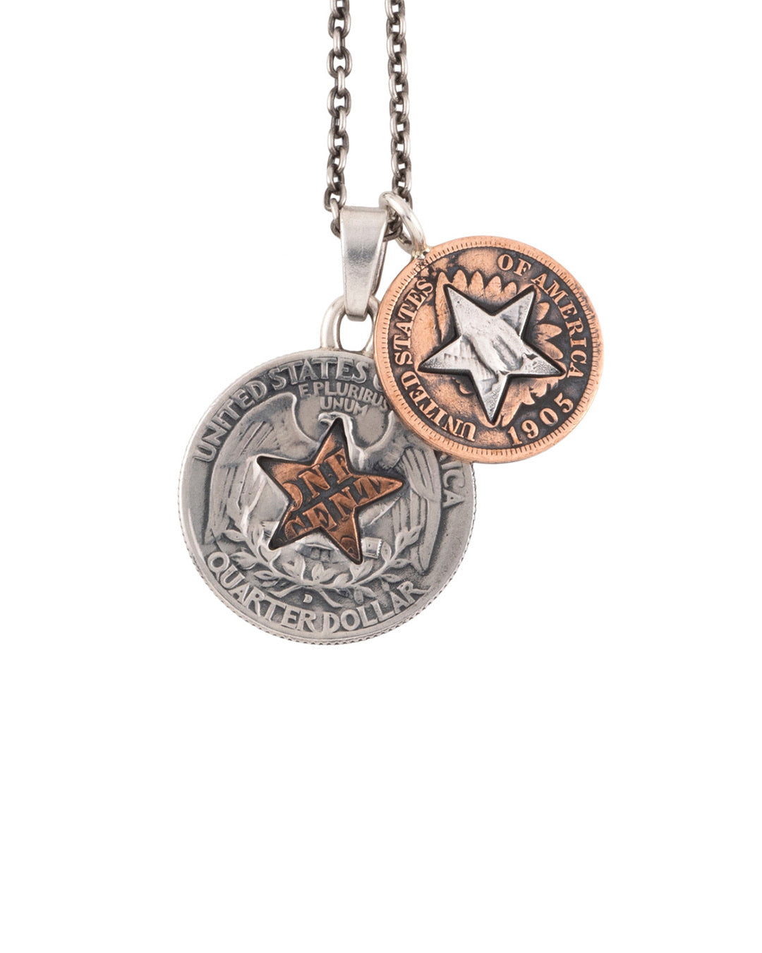 Quarter and Cent Silver Pendant Necklace