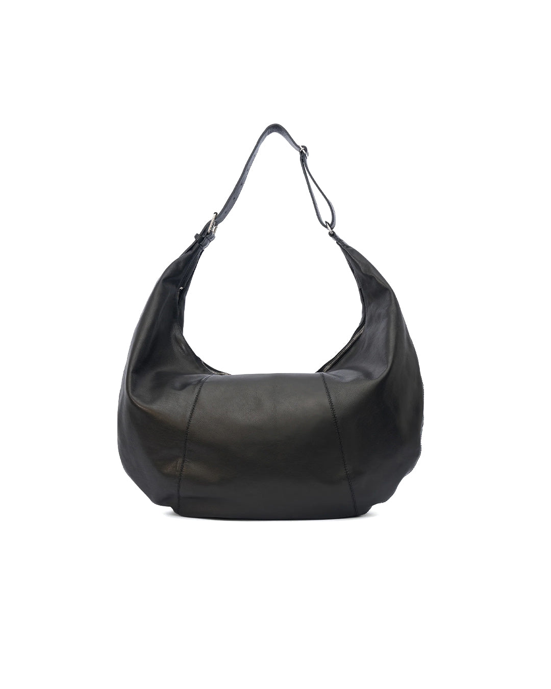 Black Calf Leather Circle Bag