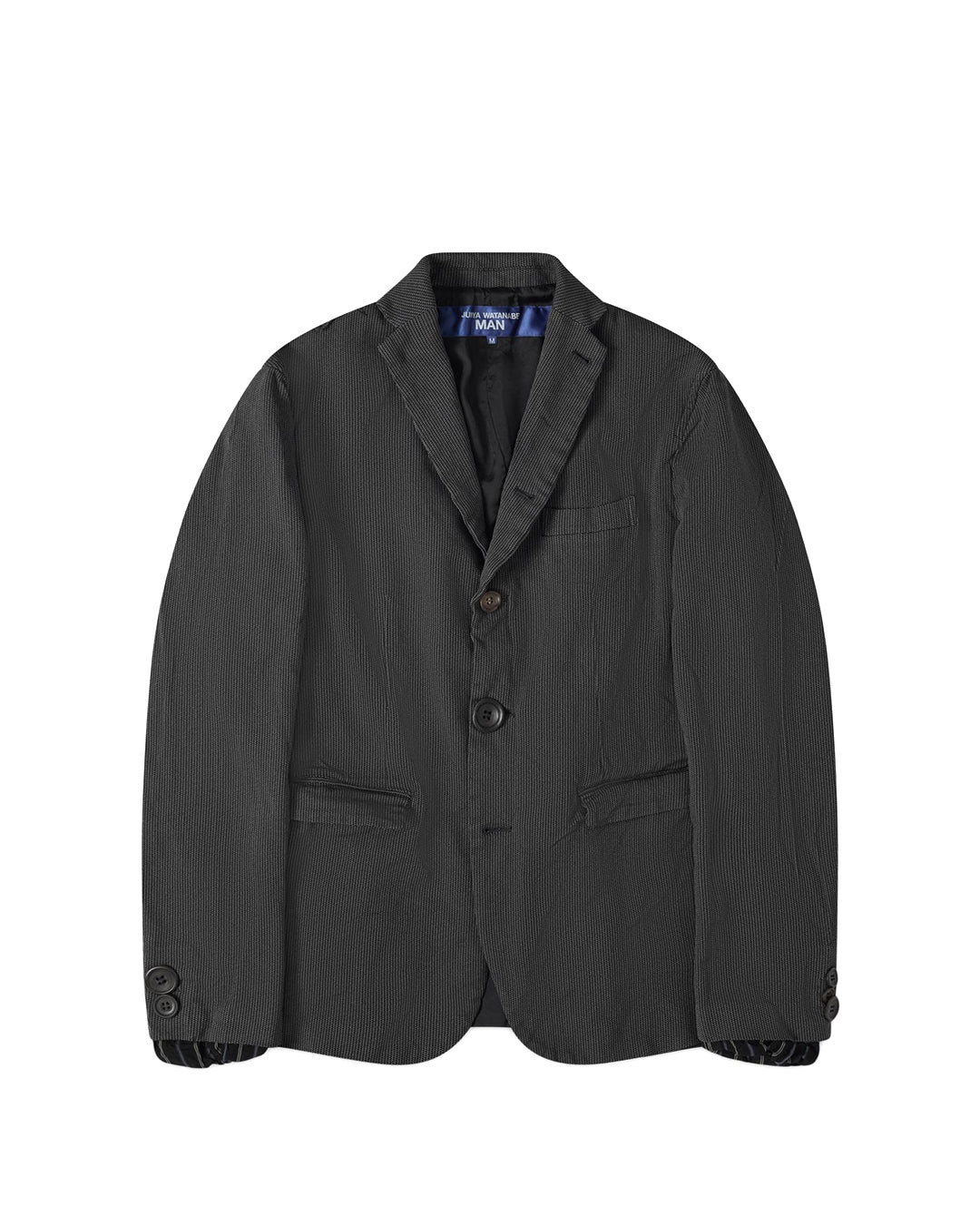 Black/Grey/Blue Multi Fabrics Mix Polyester Herringbone Garment Processed Jacket