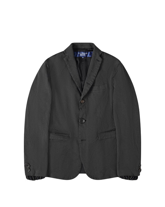 Black/Grey/Blue Multi Fabrics Mix Polyester Herringbone Garment Processed Jacket