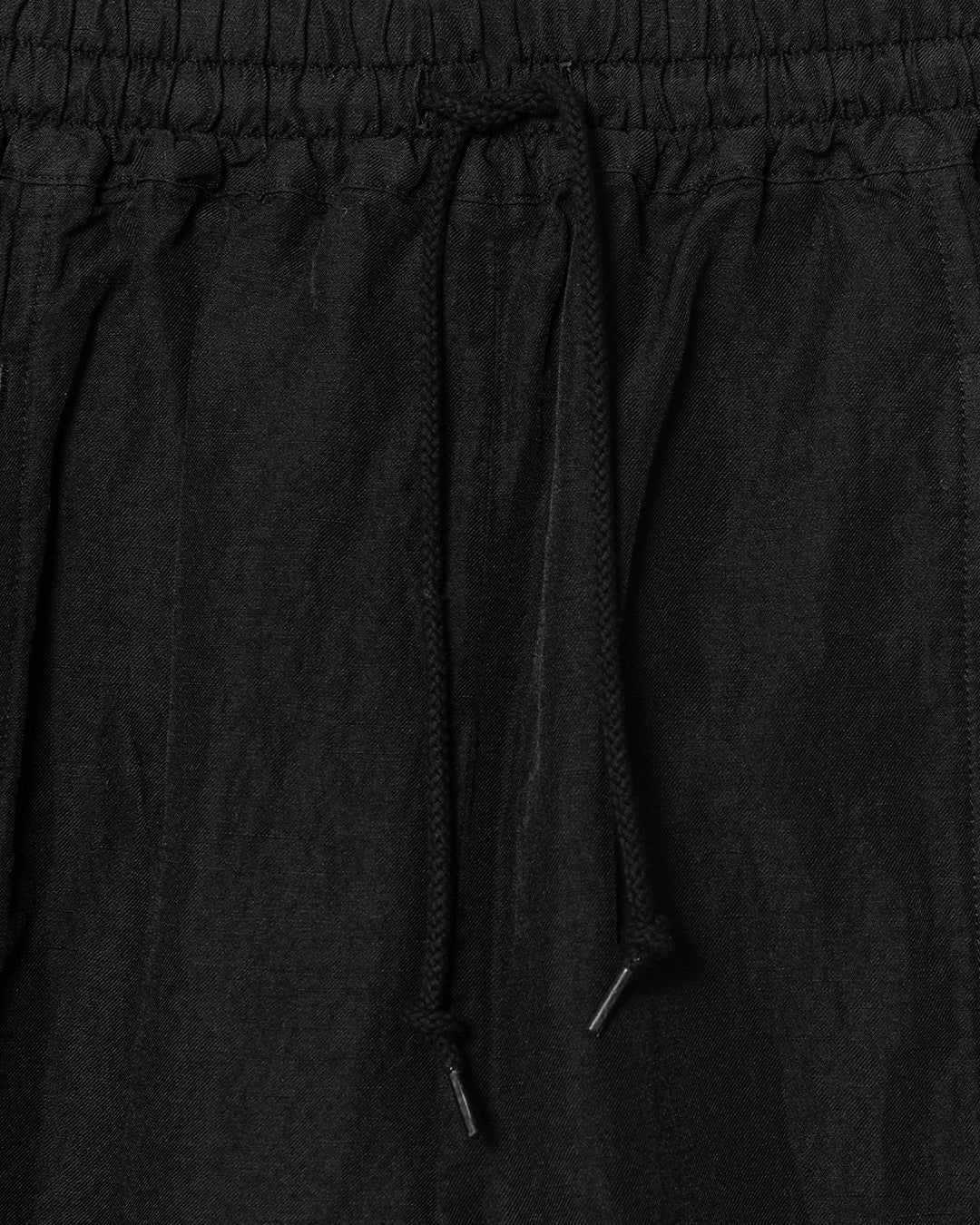 Black Polyester Linen Gabardine Garment Dyed Pants
