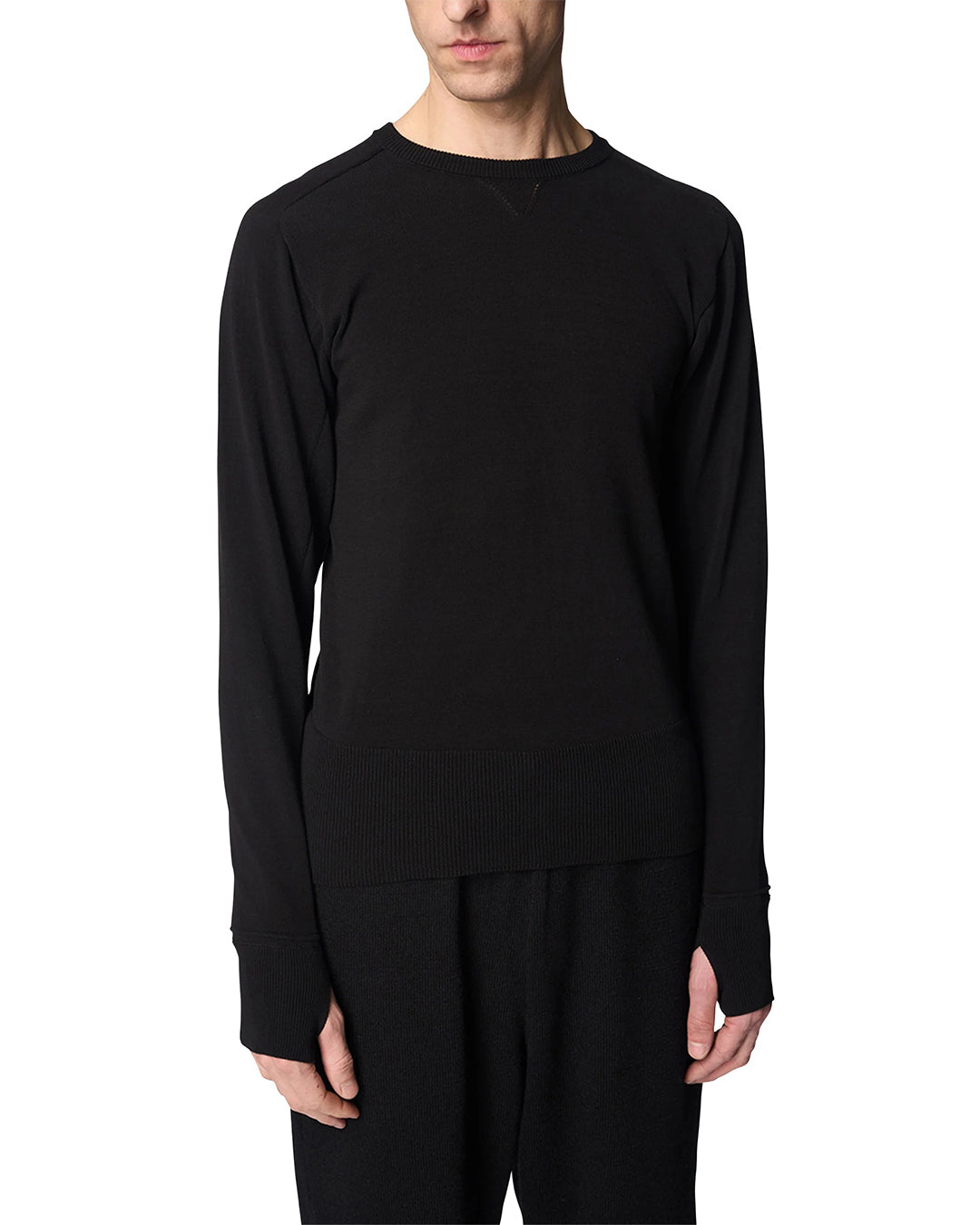 Black Cotton Silk Eulitz Knitted Thermal
