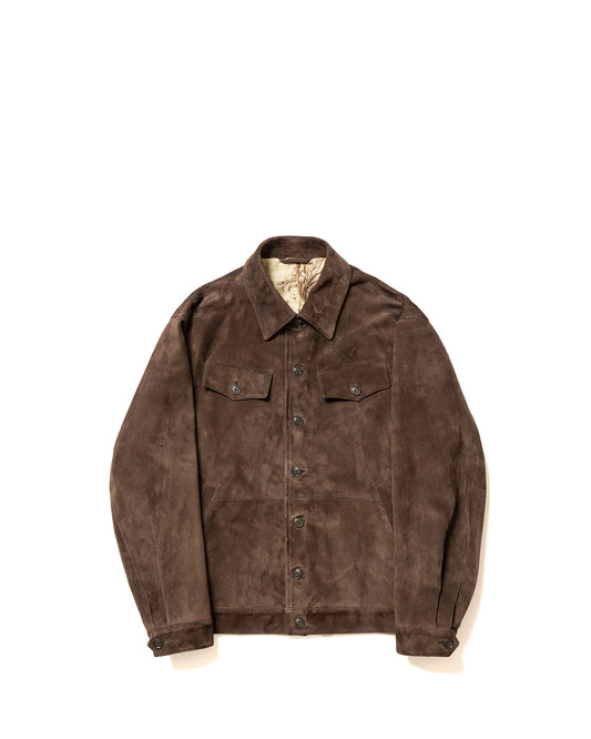 Brown Baby Calf Suede Militaly Jacket