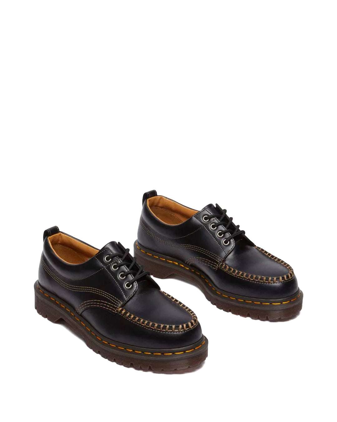 Black Analine Leather Lowell Moc Toe Shoes