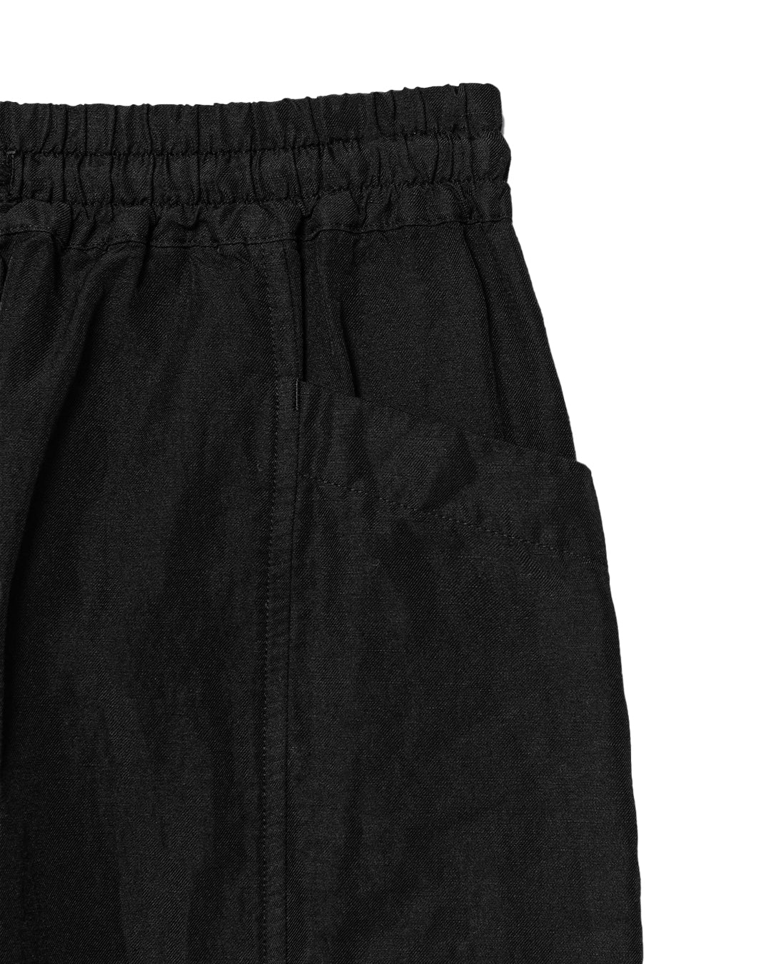Black Polyester Linen Gabardine Garment Dyed Pants
