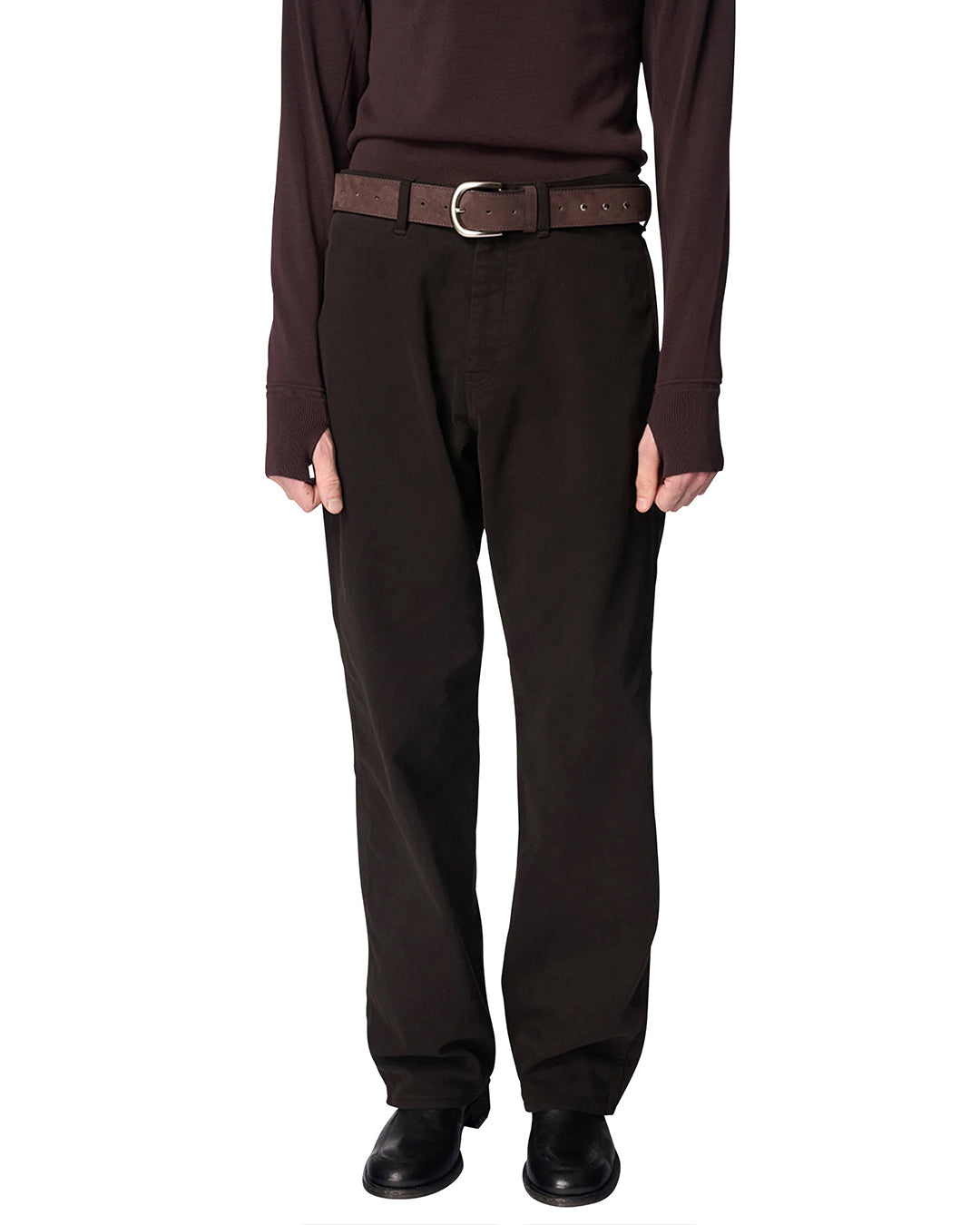Charcoal Black Cotton 5 Pkt Trousers