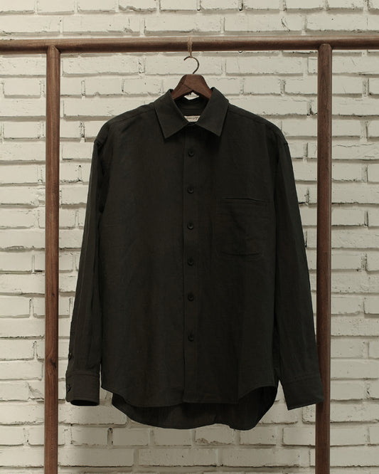 Petrol Fine Linen Silk Easy Shirt