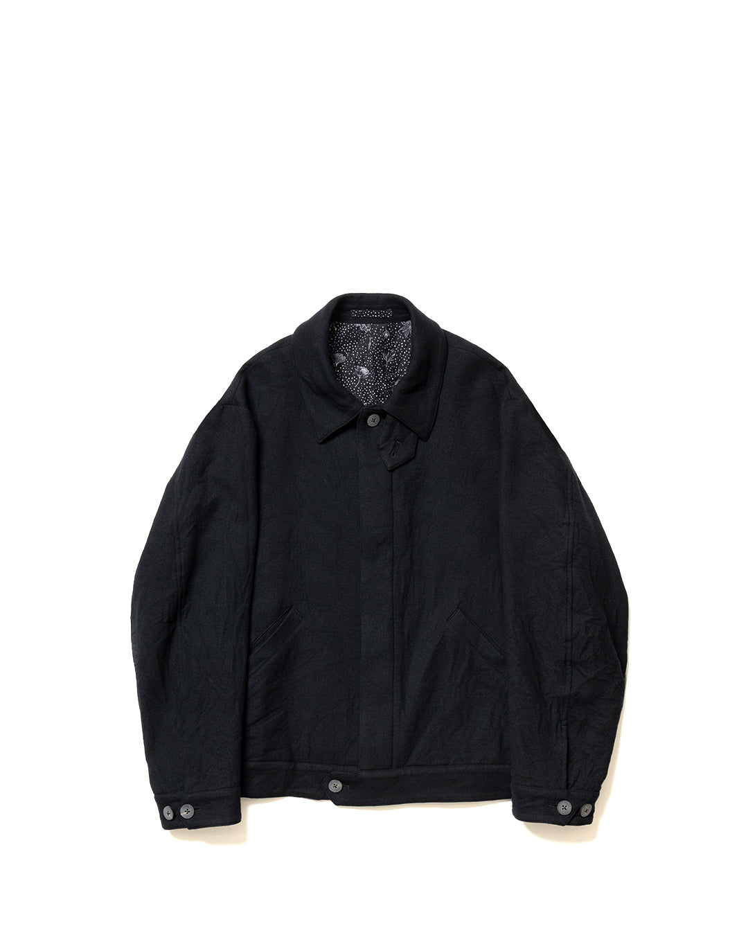Black Wool Double Cloth Flight Jacket