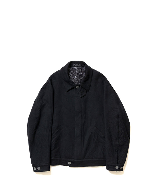 Black Wool Double Cloth Flight Jacket