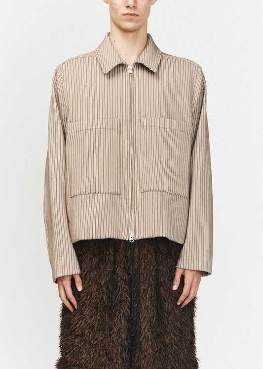 Beige Crop Patch Pocket Jacket