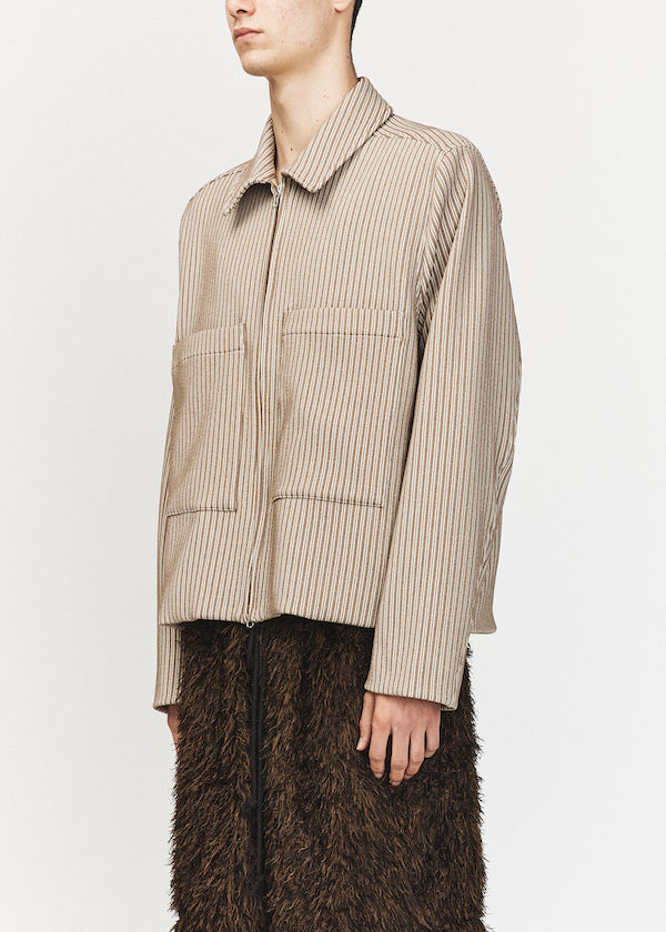 Beige Crop Patch Pocket Jacket