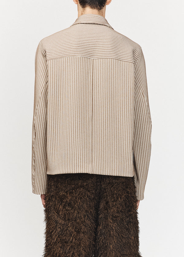 Beige Crop Patch Pocket Jacket