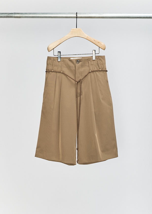 Taupe Double Pleated Shorts