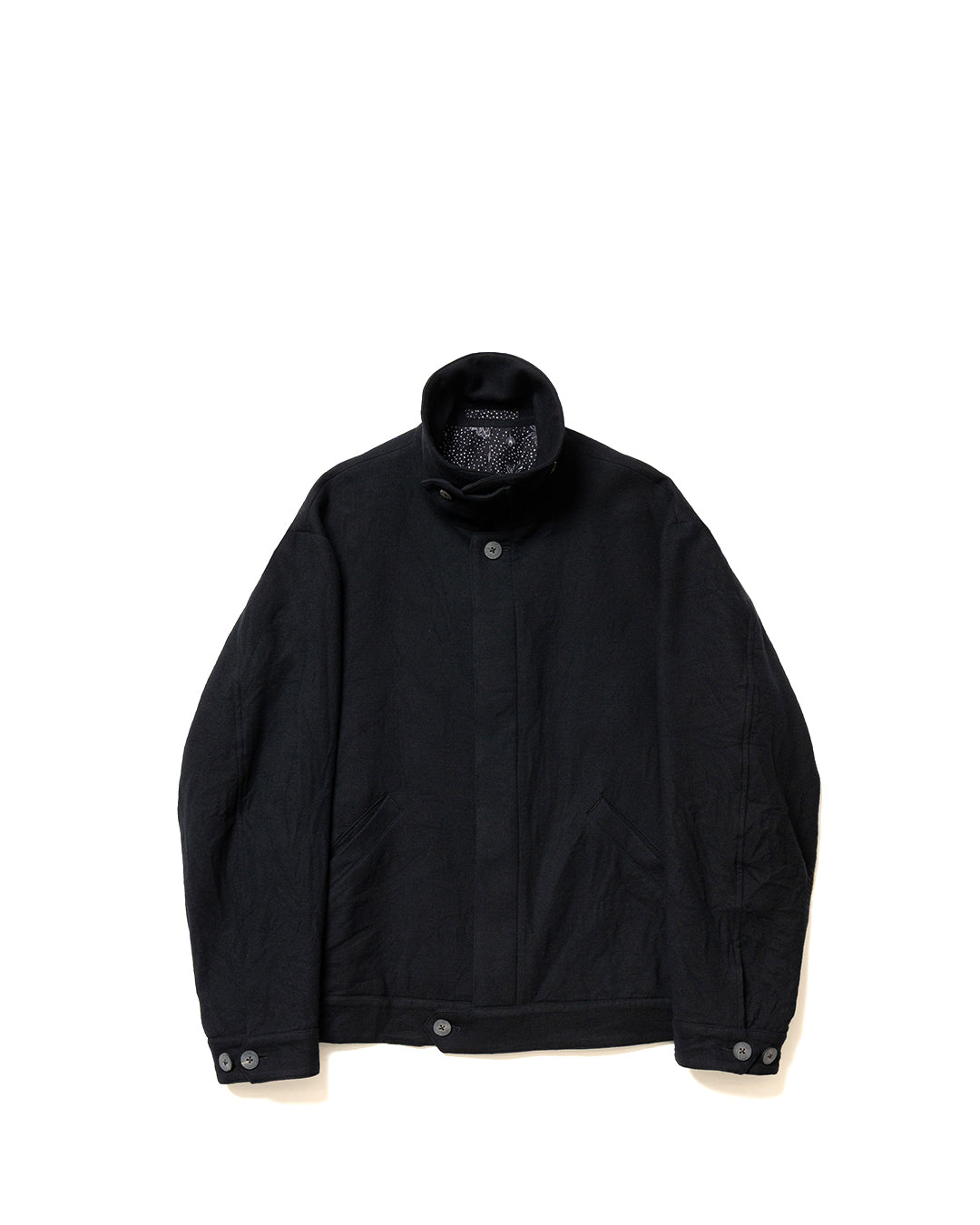 Black Wool Double Cloth Flight Jacket