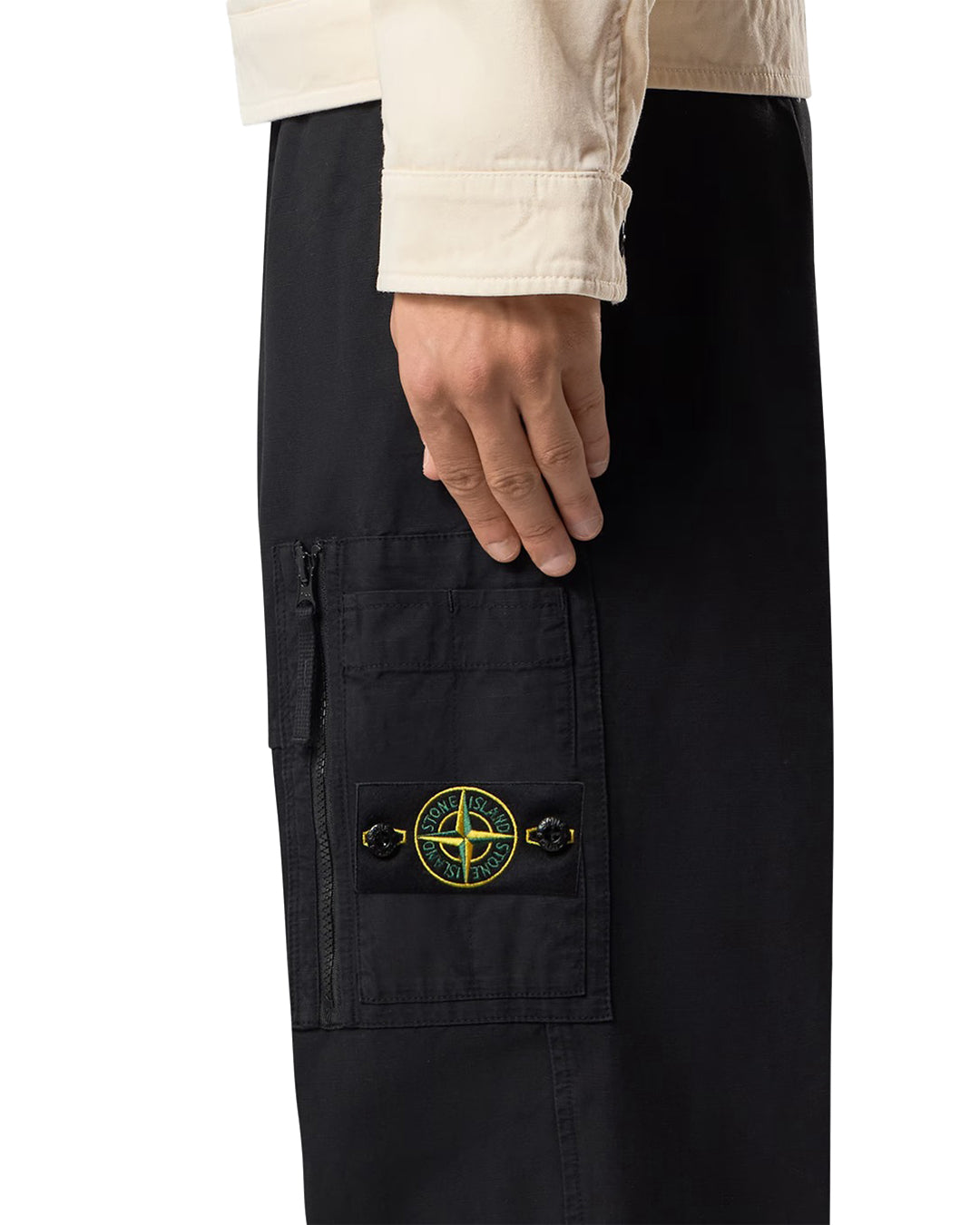 Black Cotton Ripstop Cargo Pants