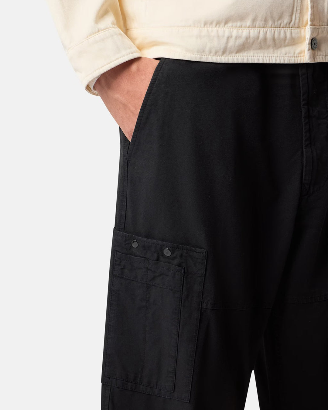 Black Cotton Ripstop Cargo Pants
