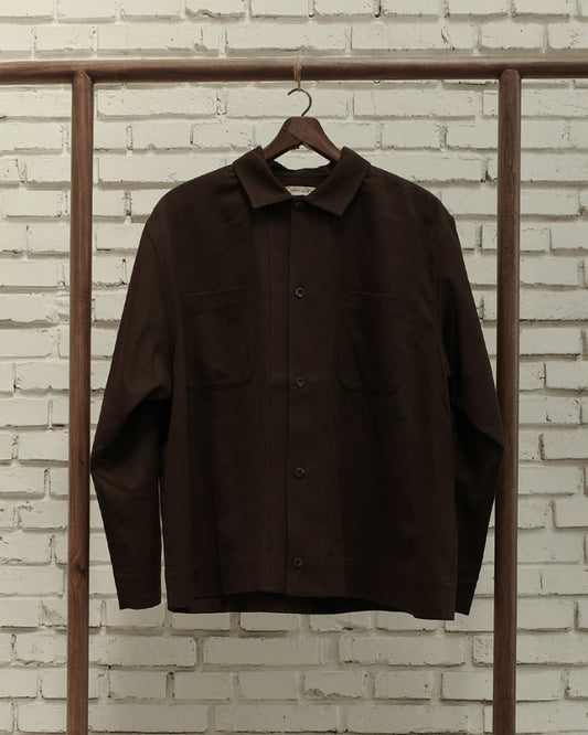 Chocolate Silk Cotton Satin Boxy Shirt