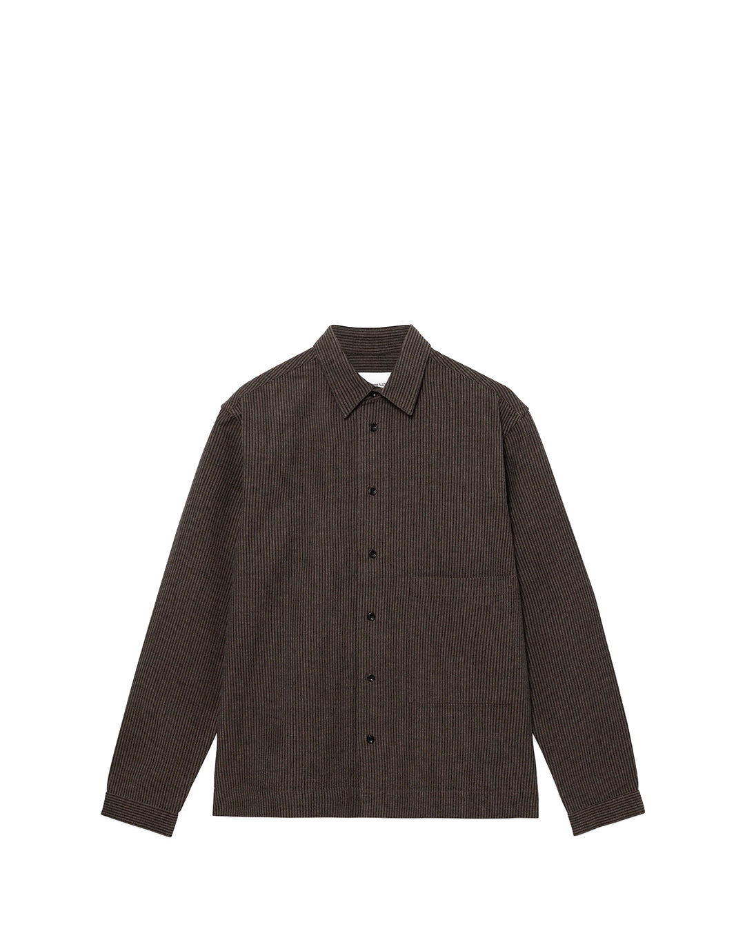 Brown/Navy Stripe Cotton Wool Seersucker Natal Shirt