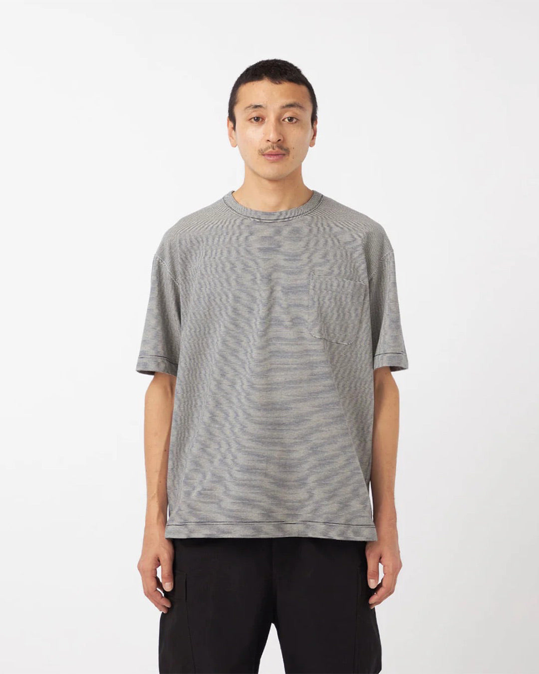 Navy/White Micro Stripe Pocket Tee