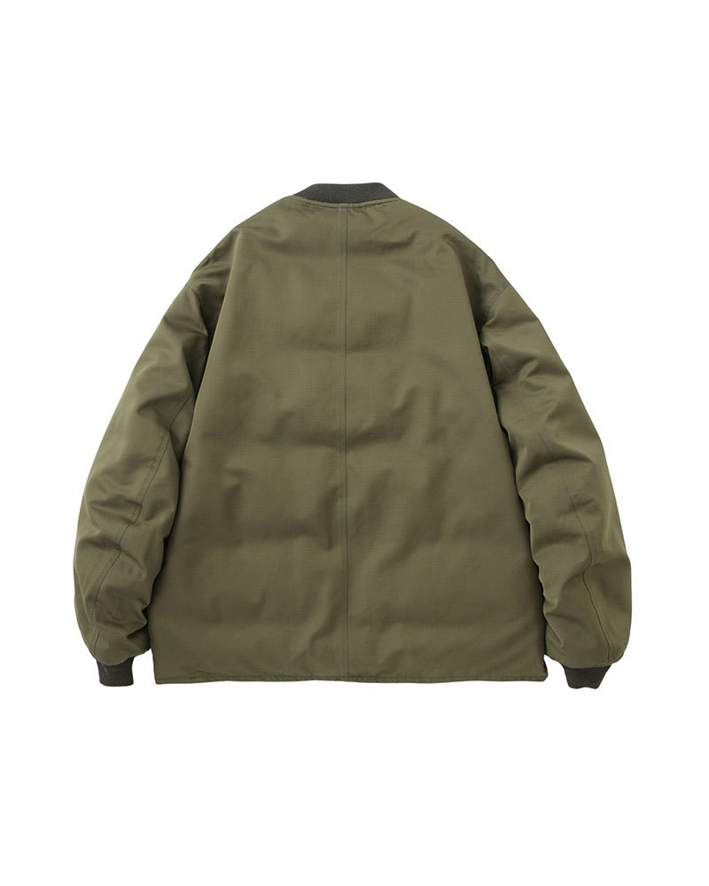 Green Wool Silk Heavy Twill Reversible Corps Down Jacket