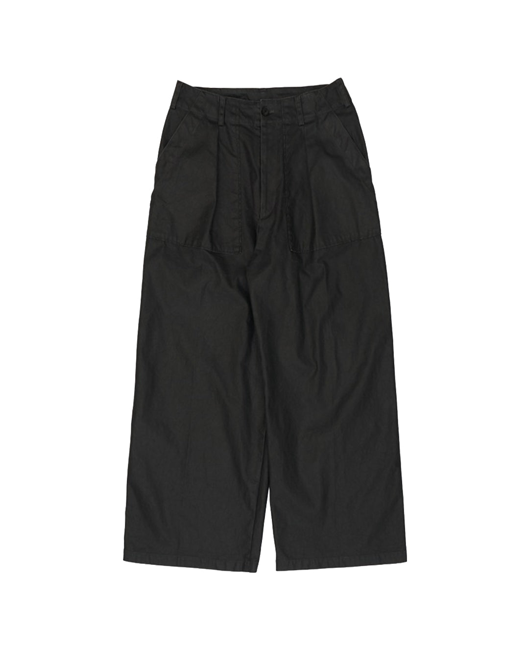 Black Coated Cotton Pleated Backer Pants