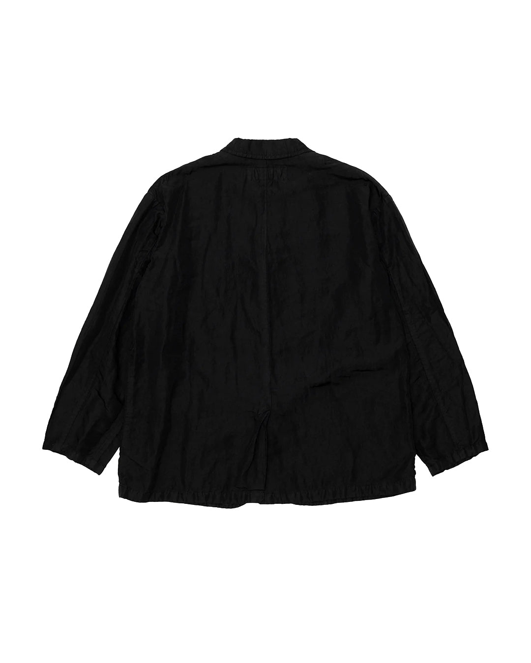 Black Polyester Linen Gabardine Garment Dyed Jacket