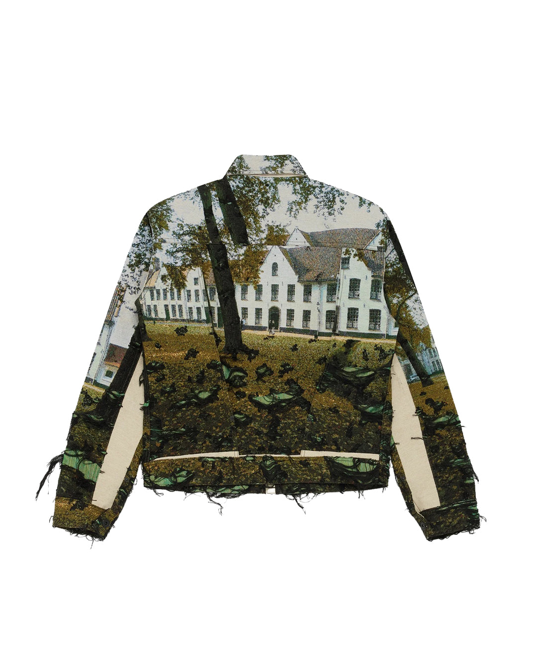 Green/Black/Light Blue Polyester Cotton Gobelin Weave Jacket