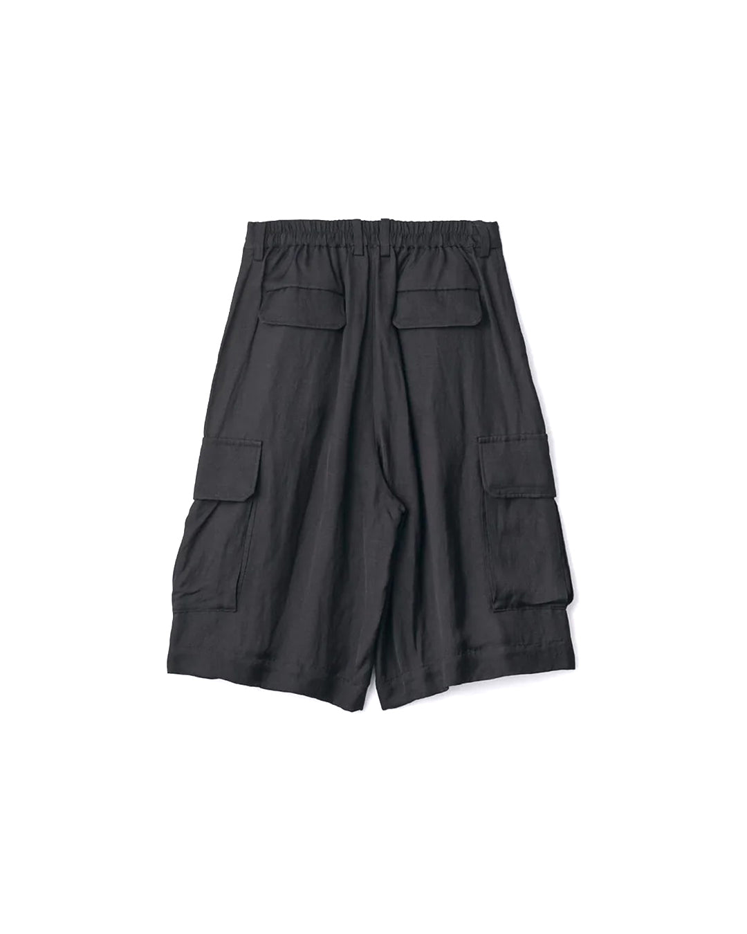 Black Linen Bright Twill Cargo Short