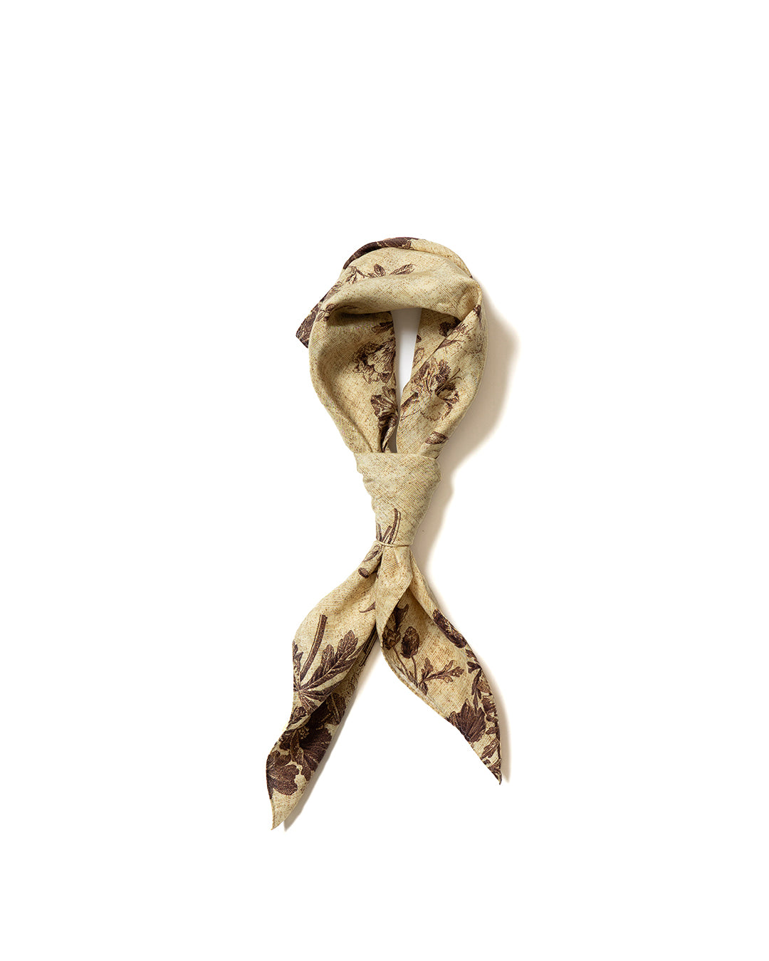 Beige Silk Cupro Flower Print Scarf