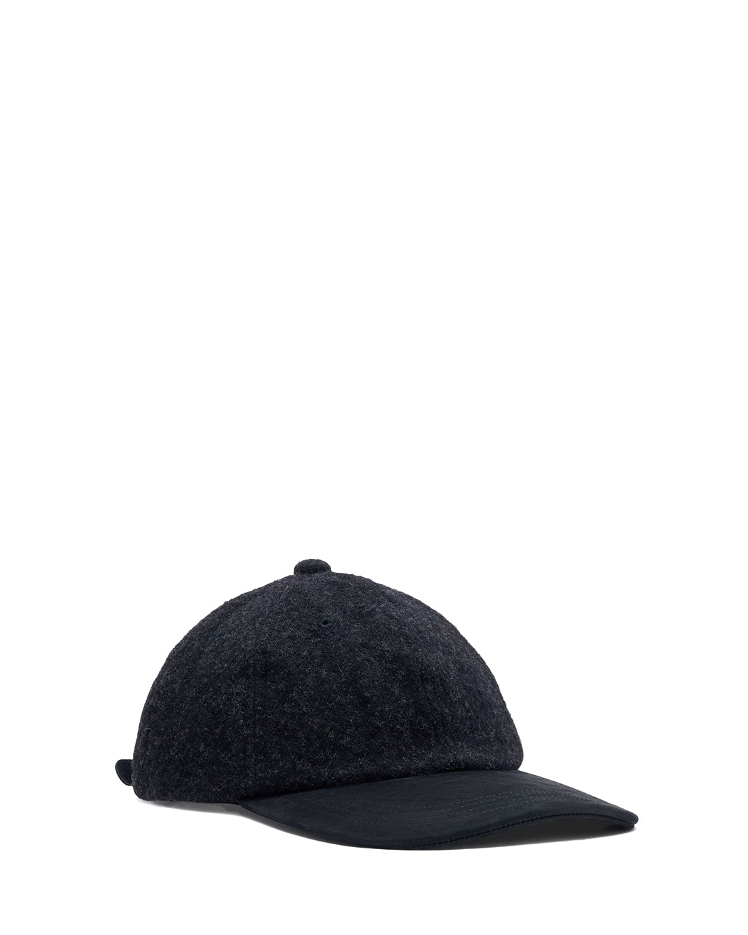 Charcoal/Black Wool Herringbone Suede Mix Baseball Cap