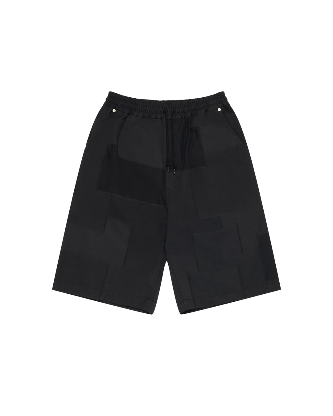 Navy White Cotton Polyester Jacquard Shorts