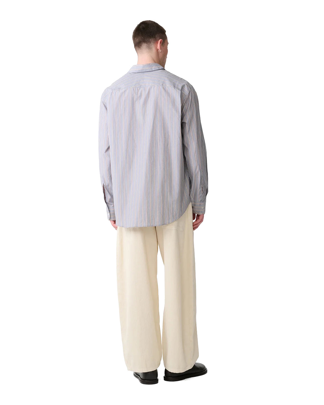 Grey/Brown Cotton Stripe View Boxy Oversized Shirt