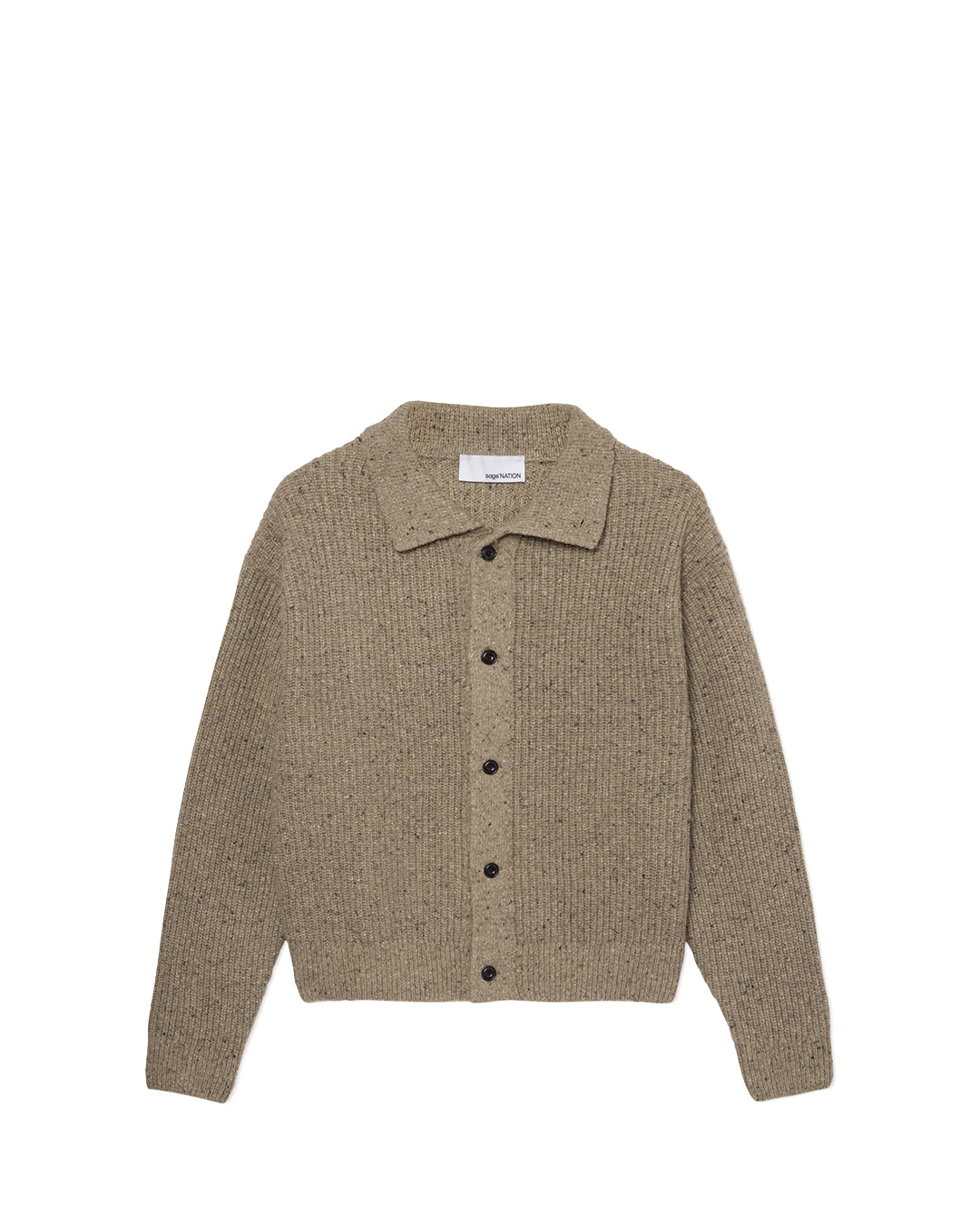 Speckled Beige Lambswool Wiral Cardigan