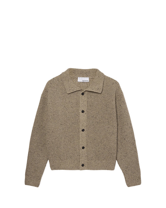 Speckled Beige Lambswool Wiral Cardigan