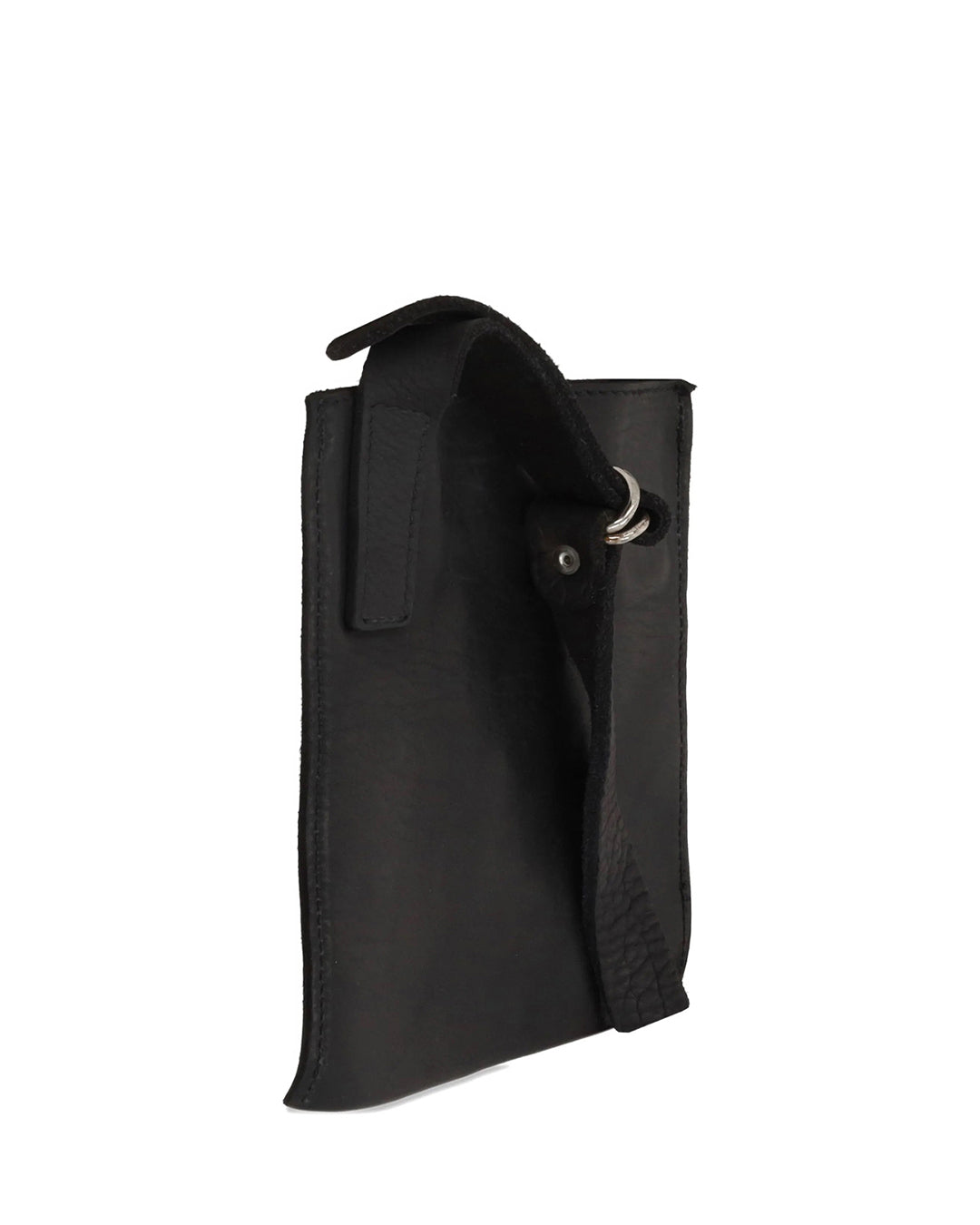 Black Horse Leather FT1 Flat Crossbody Bag