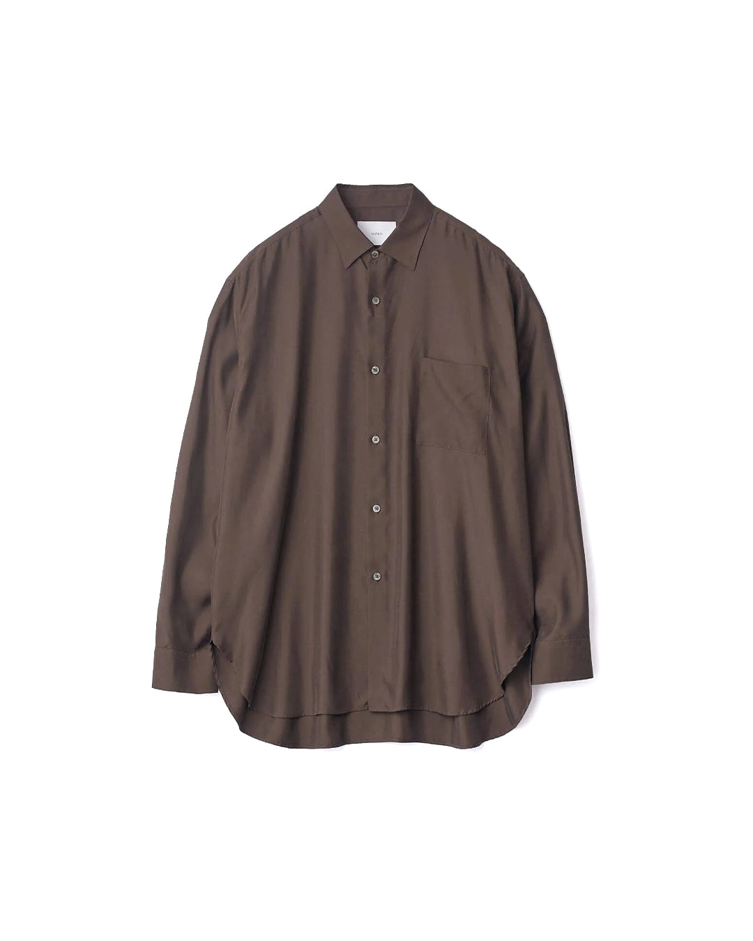 Dark Brown Cupro Twill Oversized Long Sleeve Shirt
