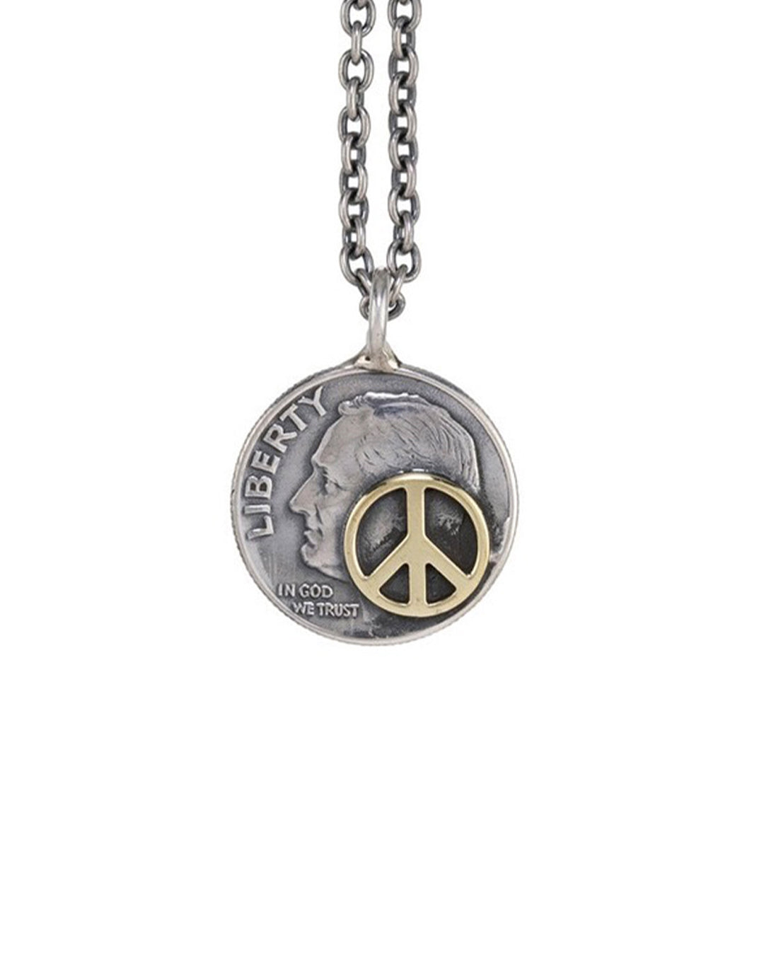 10¢ Brass Peace Pendant Necklace