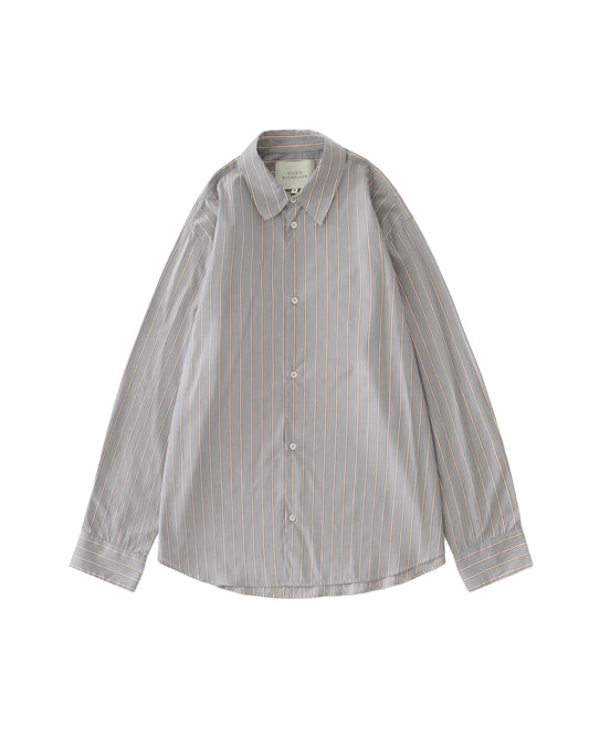 Grey/Brown Cotton Stripe View Boxy Oversized Shirt