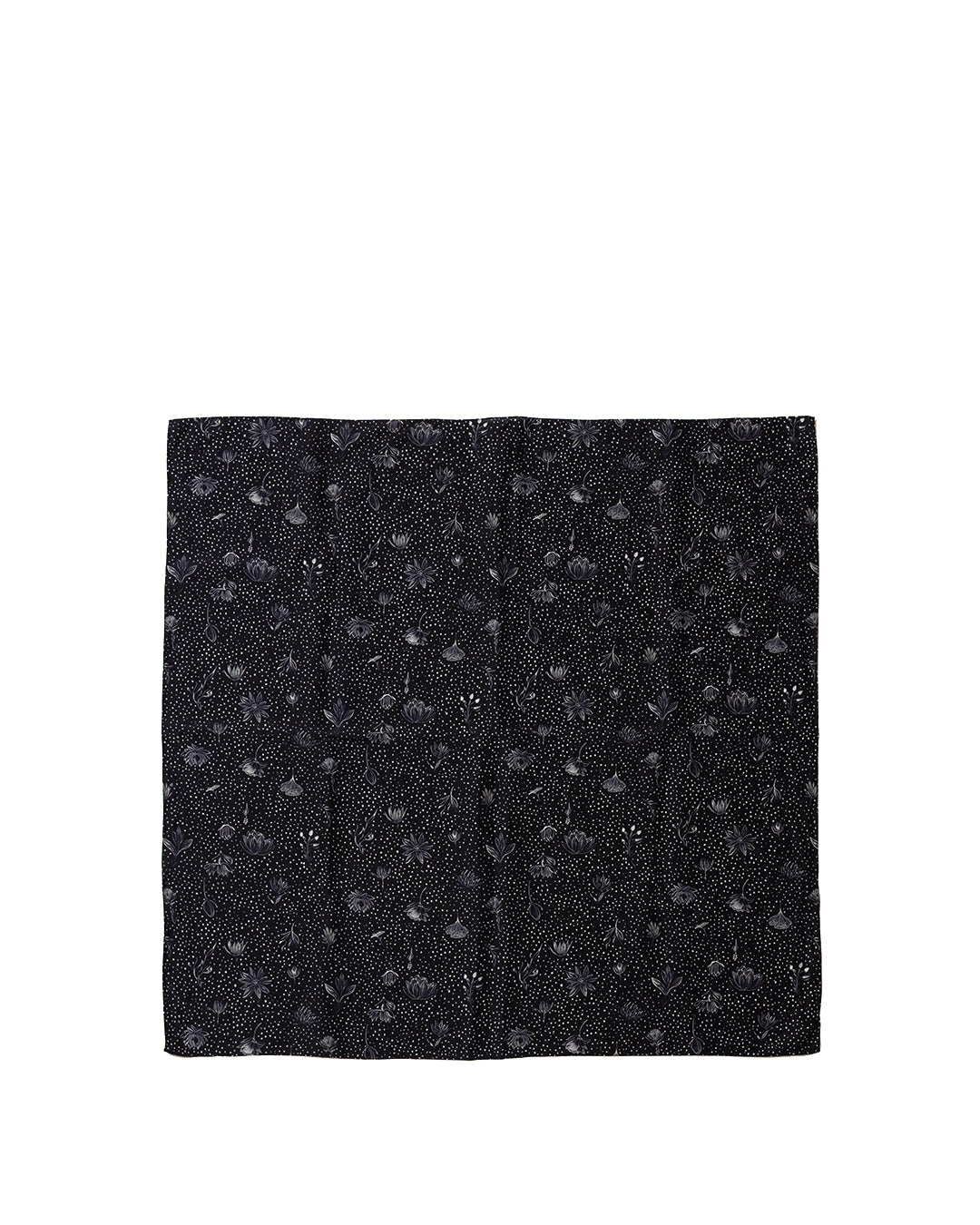 Black Silk Cupro Flower Print Scarf