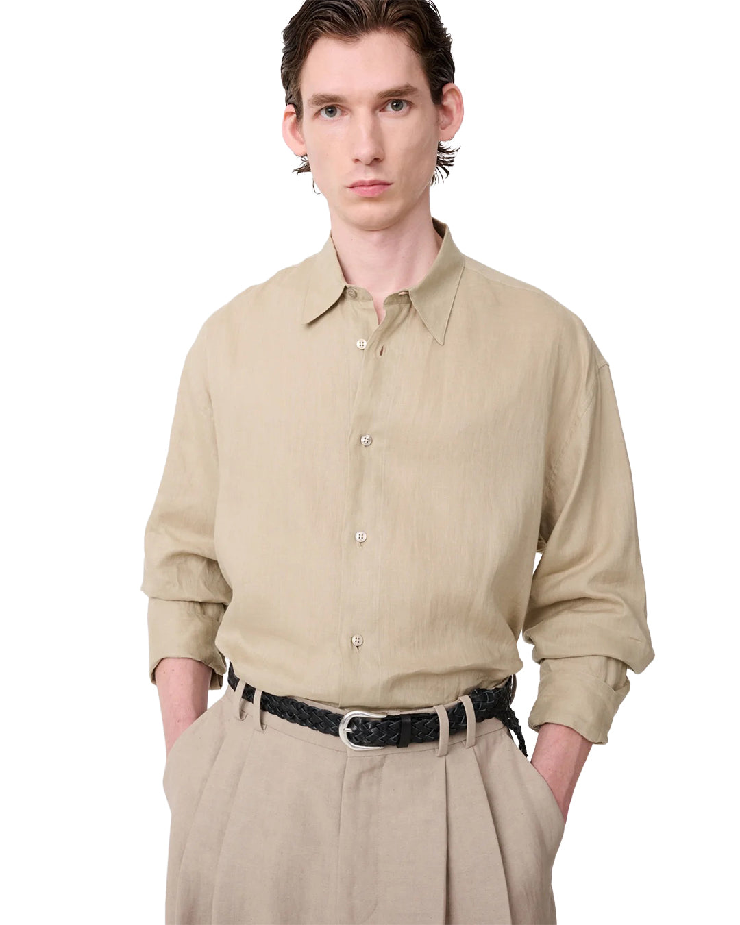 Sand Linen Rafe Long Sleeve Classic Shirt