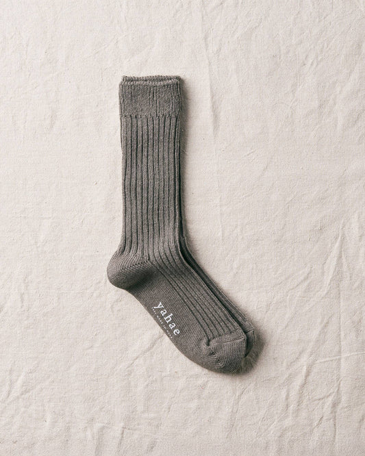 Dark Gray Organic Cotton Yak Ribbed Socks